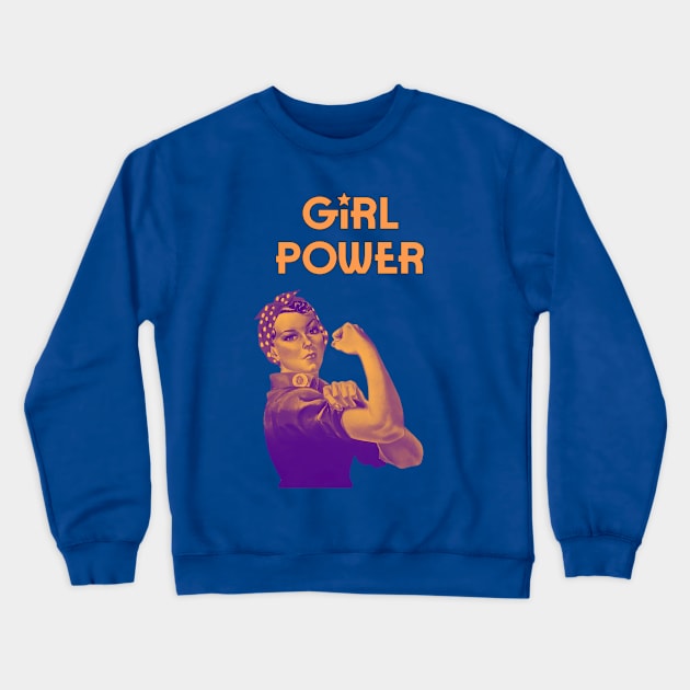 Girl power - We can do it feminist quote (orange) Crewneck Sweatshirt by punderful_day